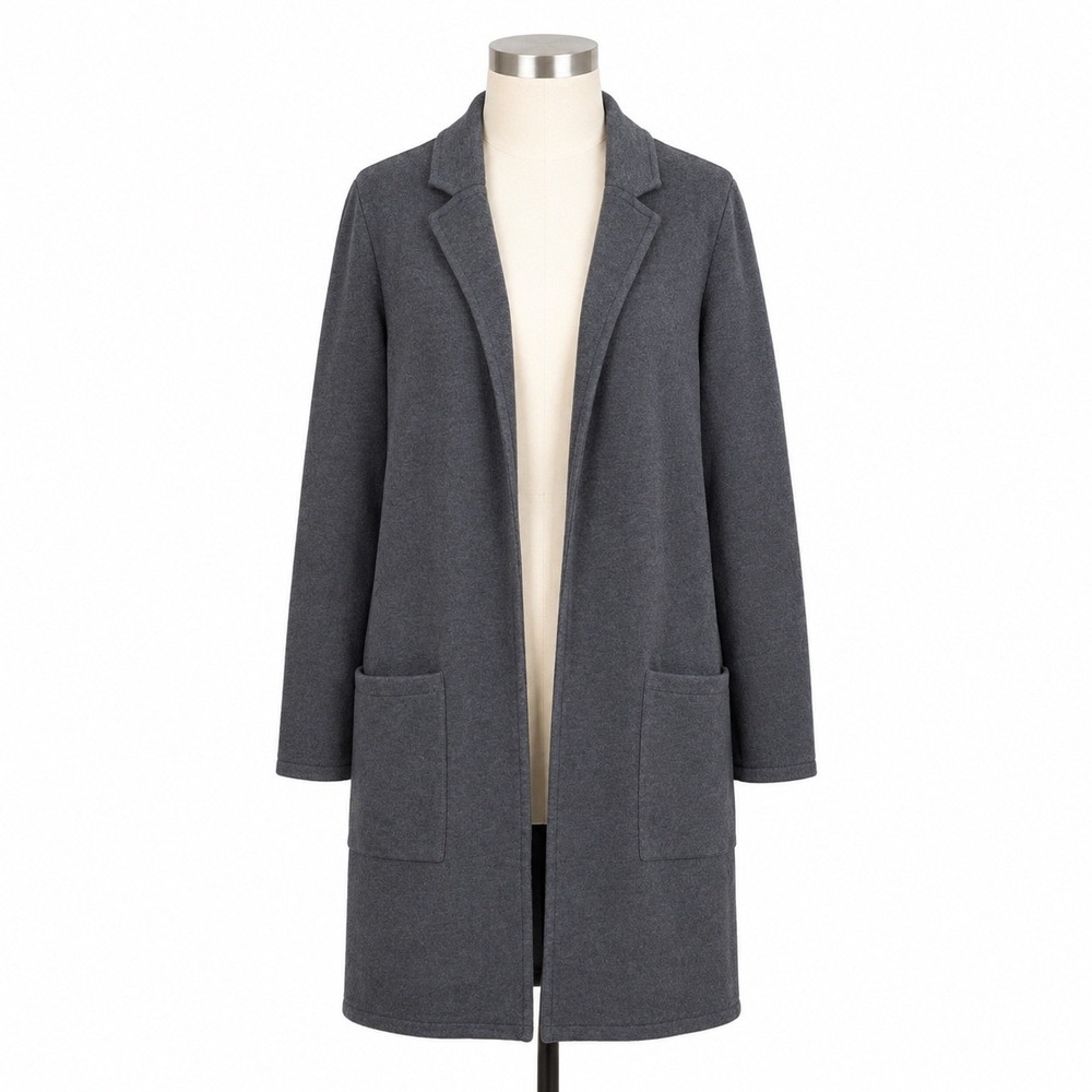 J.Crew Long Open Sweater Jacket Women S Gray Cotton Knit Open Front Minimalist‎